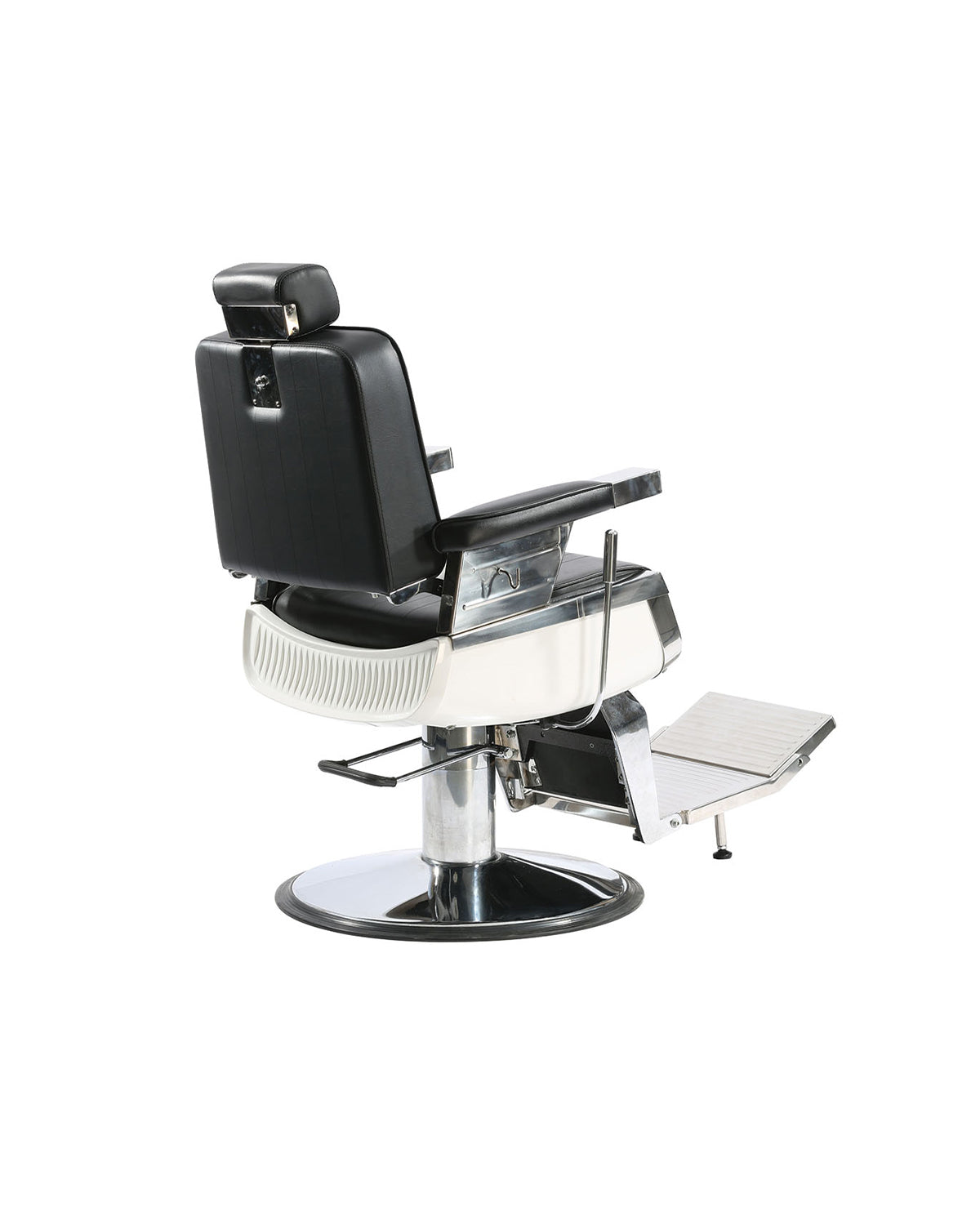 Bart - Black barber chair with chrome round base